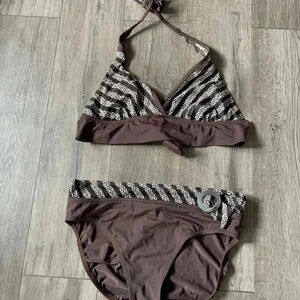 🎈2/$40🎈Silhouette Solutions Brown White Bikini  - size 12